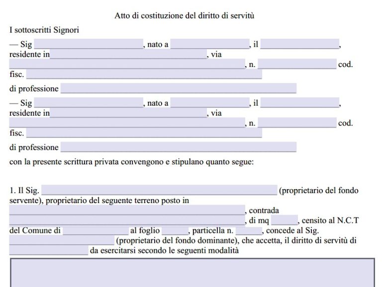 Scrittura Privata Servitù di Passaggio tra Privati Word e PDF - Fac