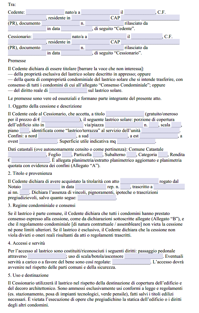 Scrittura Privata Cessione Lastrico Solare
