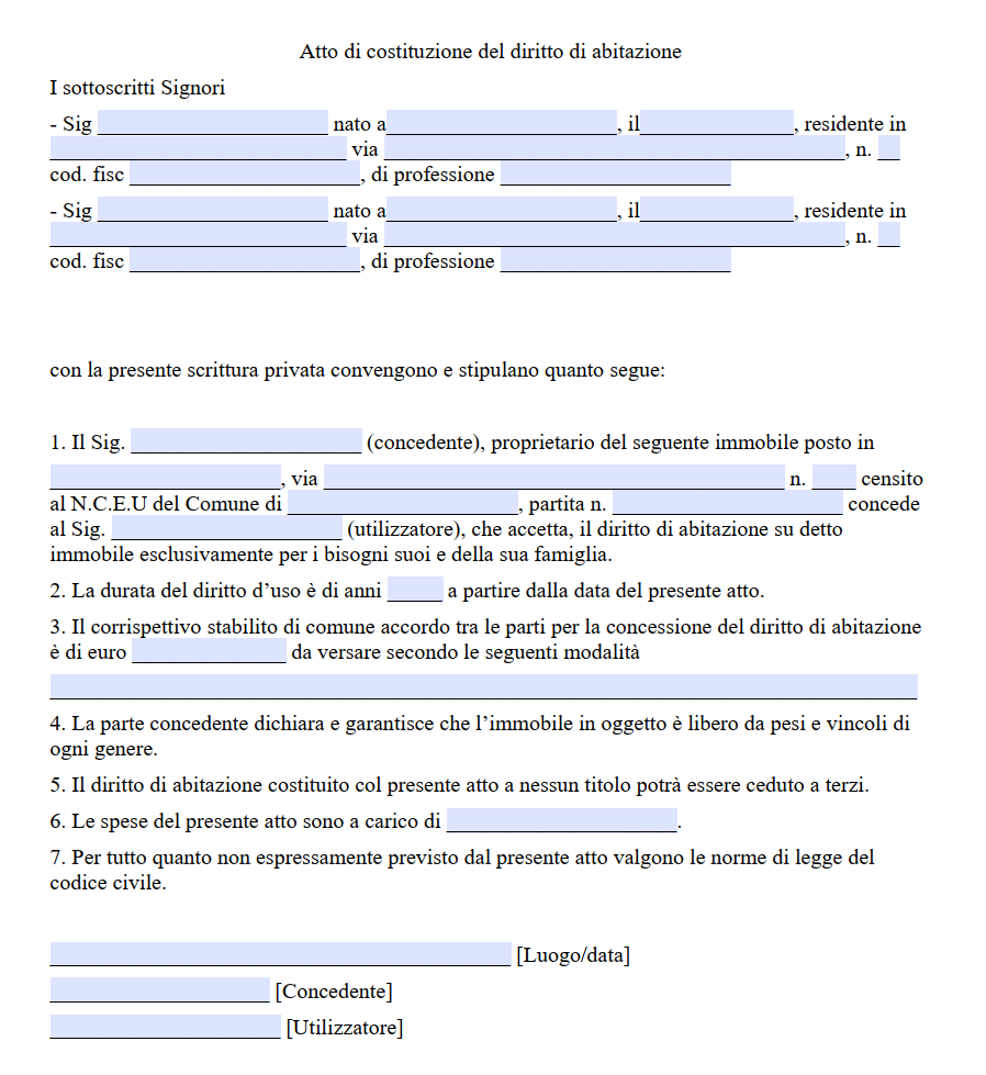 Scrittura Privata Diritto di Abitazione