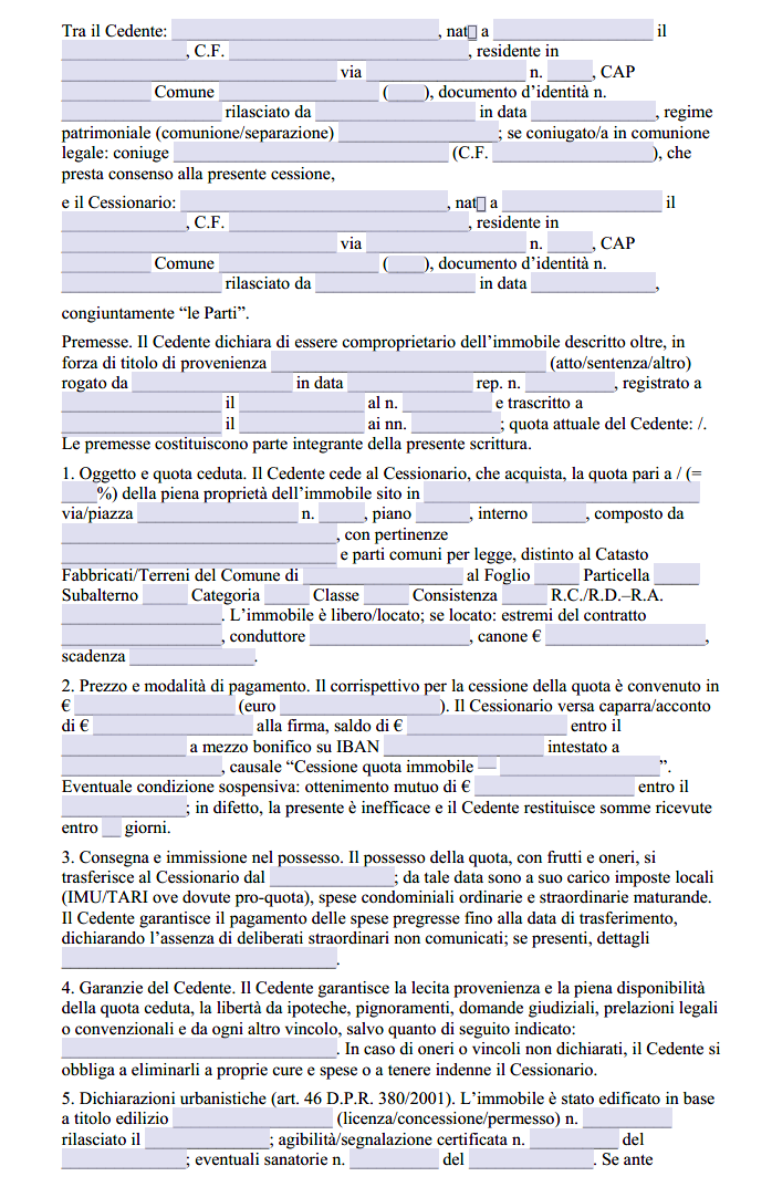 Scrittura Privata per Accettazione Abusi Edilizi nella Compravendita