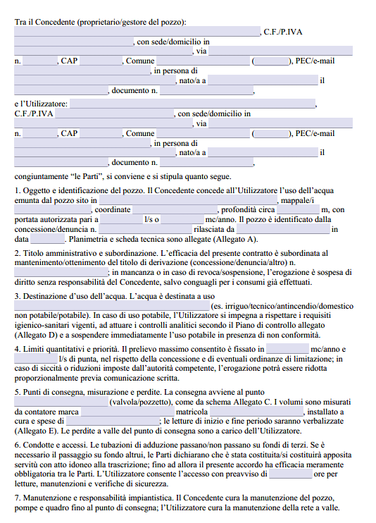 Scrittura Privata per Utilizzo Pozzo